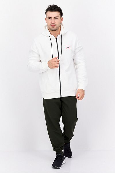 Hugo Boss Men Embroidered Logo Long Sleeves Hooded Sweatshirt, White