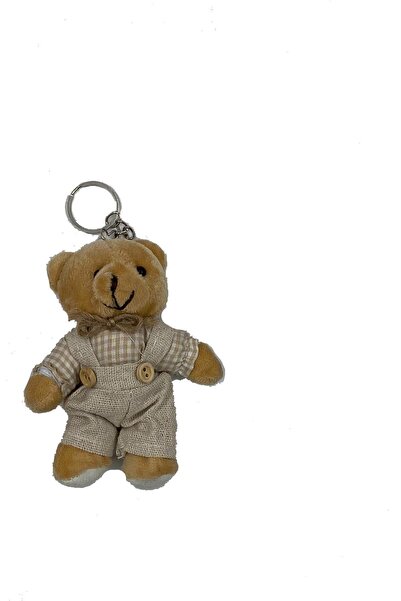 Hayalperest boncuk Kıyafetli Ekoseli Erkek Peluş Ayıcık 9 cm