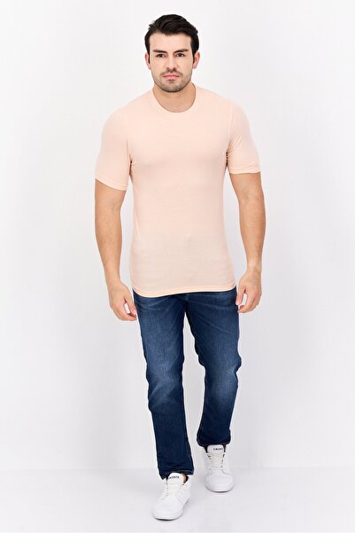 Legend Men Crew Neck Short Sleeve Plain T-Shirt, Petal Pink