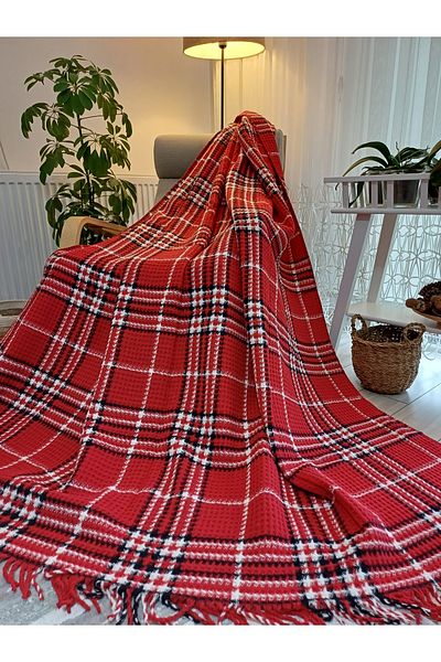 stay with love بطانية واحدة بطانية سكوتش باللونين الأحمر والأبيض، سلسلة خاصة هدية يوم المرأة العالمي في 8 مارس