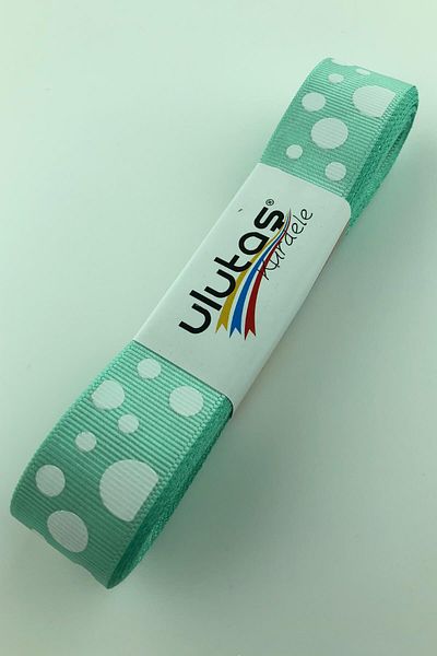 Hayalperest boncuk Water Green Polka Dot Grosgrain Κορδέλα - Μικρή και Μεγάλη 10 Mt