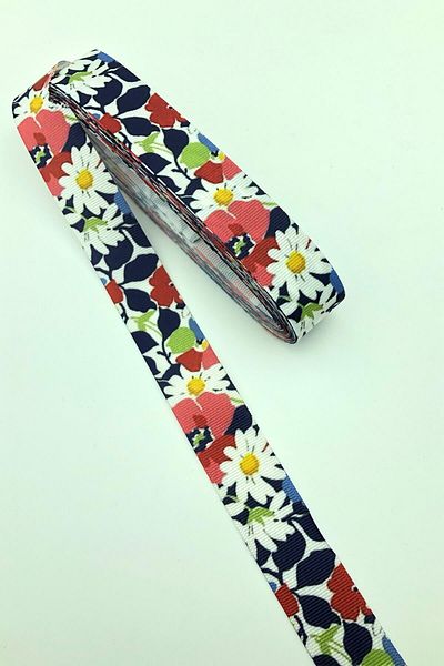 Hayalperest boncuk Daisy Flower Figure Printed Grosgrain Κορδέλα 10 Mt
