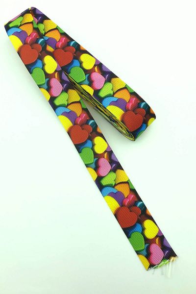 Hayalperest boncuk Panglică Grosgrain Imprimată Inimă Culoare Pastel 10 Mt