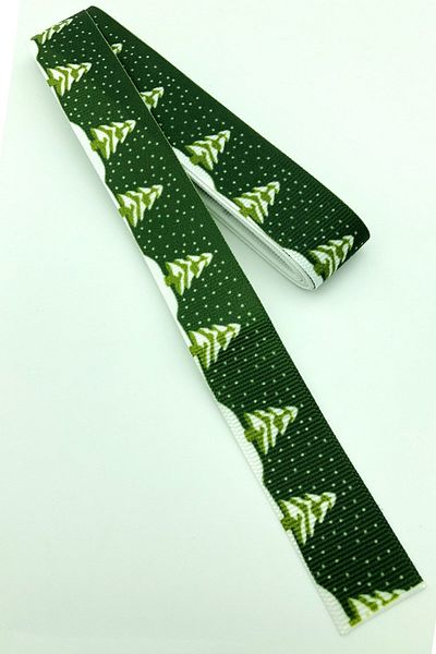 Hayalperest boncuk Panglică Grosgrain Imprimată Lemn de Pin Verde 5 Mt