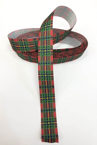 Ulutaş Panglică grosgrain cu model verde în carouri