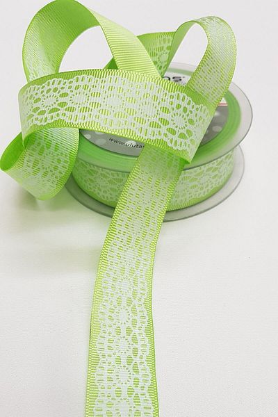Hayalperest boncuk Πράσινη Δαντέλα Με Εκτύπωση Grosgrain Κορδέλα 2,5εκ