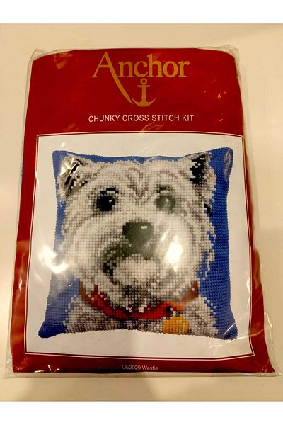 Anchor Dog Pattern Throw Pillow DIY Cross Stitch Embroidery Kit (40X40Cm)