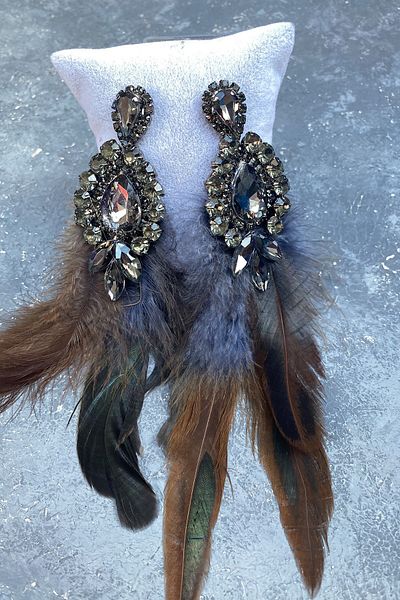 Hayalperest boncuk Special Engagement Wedding Earrings with Design Feathers