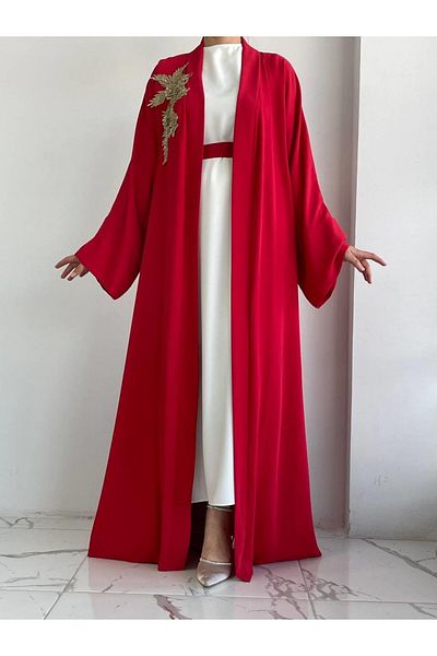 MELEK ARAZ Red Nida Abaya Set