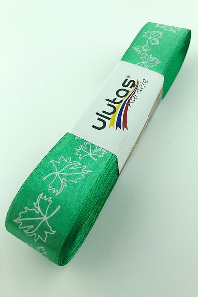 Hayalperest boncuk Panglică Satin Imprimată Frunze Verzi 2,5 Cm