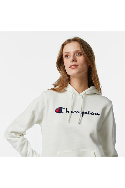 Champion Script Shop Hooded Sweatshirt Beyaz Kadın Kapüşonlu Sweatshirt -117529-WW003