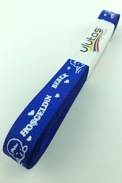 Hayalperest boncuk Saks Blue Welcome Baby Printed Grosgrain Κορδέλα 1,5 εκ
