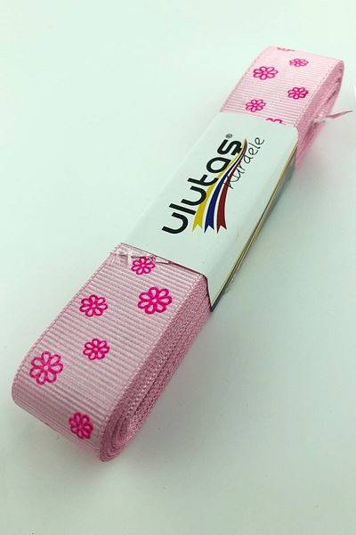 Hayalperest boncuk Κορδέλα Grosgrain με στάμπα Neon Pink Daisy 2,5 cm