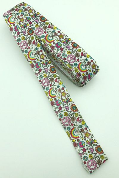 Hayalperest boncuk Panglică grosgrain imprimată Love Figured 10 Mt