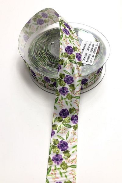 Hayalperest boncuk Κορδέλα Grosgrain 1 Mt με μοτίβο λουλουδιών 2,5 εκ