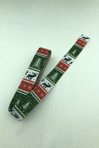 Hayalperest boncuk Χριστουγεννιάτικη κορδέλα Grosgrain με στάμπα ελαφιού 2,5 εκ