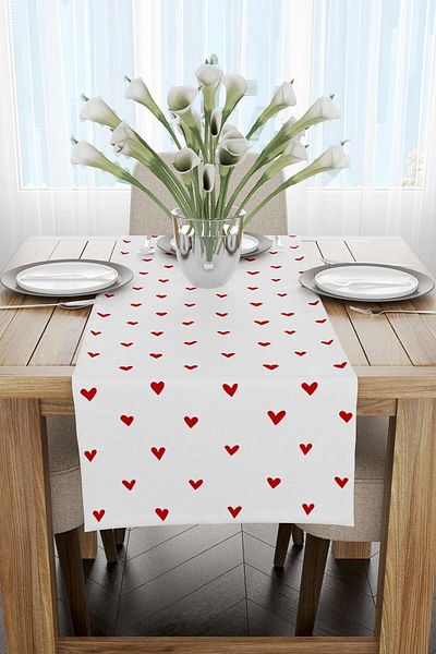 Cango Home Red Heart Valentine's Day Themed Modern Pattern Digital Printed Runner Cgh1399-Rn