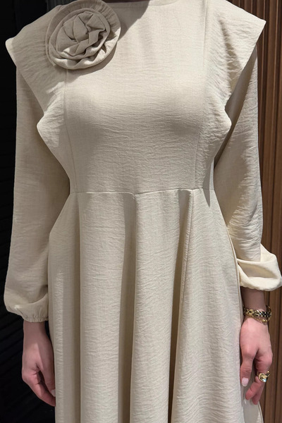 julude Stone Rose Detailed Hijab Flared Dress