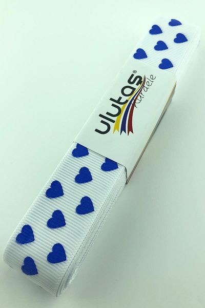 Hayalperest boncuk Panglică grosgrain imprimată cu inimă albastră