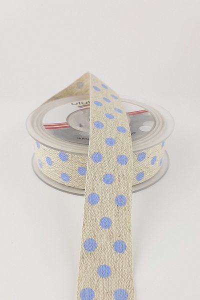 Hayalperest boncuk Baby Blue εμπριμέ λινό κορδέλα 10 Mt