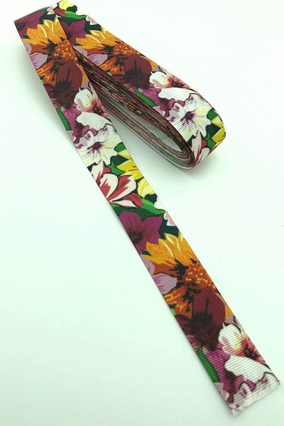 Hayalperest boncuk Panglică Grosgrain Imprimată Floral Portocaliu 10 Mt