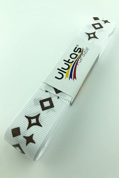 Hayalperest boncuk Panglică Grosgrain Imprimată Pătrată Albă 2,5 Cm
