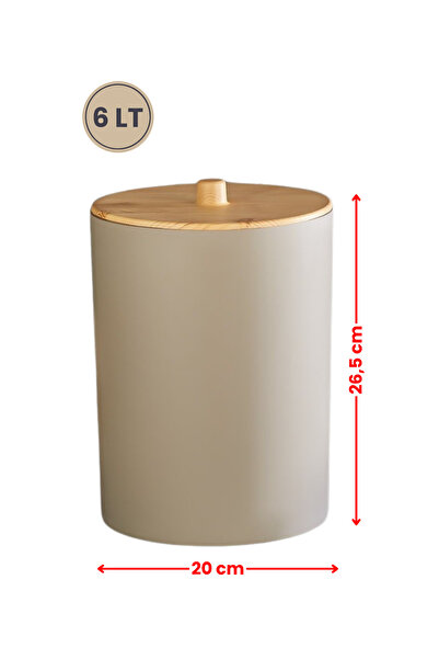 Flosoft Bambu Desenli Mutfak Banyo Çöp Kovası, Kahverengi