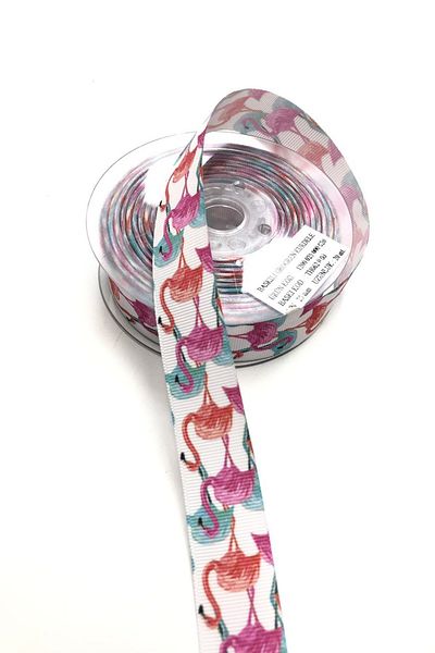 Hayalperest boncuk Κορδέλες με σχέδιο Flamingo 2,5 cm - 1 Mt