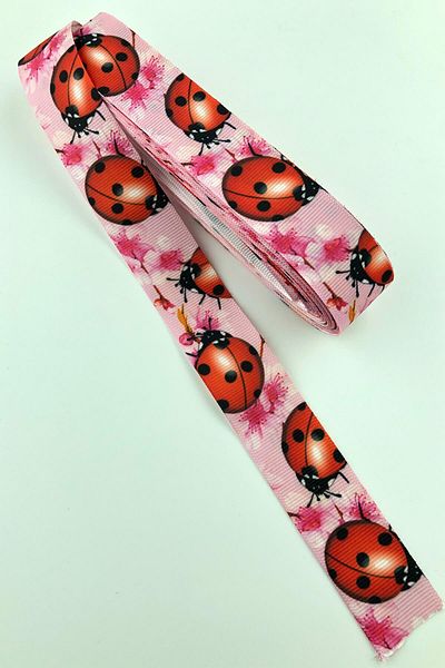 Hayalperest boncuk Τυπωμένη κορδέλα Grosgrain με φιγούρα πασχαλίτσας 10 Mt