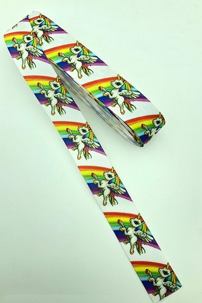 Hayalperest boncuk Rainbow Unicorn Figure Μοτίβο Grosgrain Κορδέλα 10 Mt