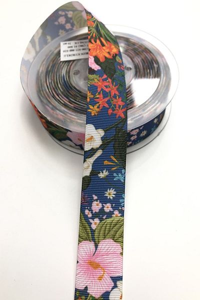 Hayalperest boncuk Κορδέλες Grosgrain με μοτίβο λουλουδιών 2,5 cm 1 Mt