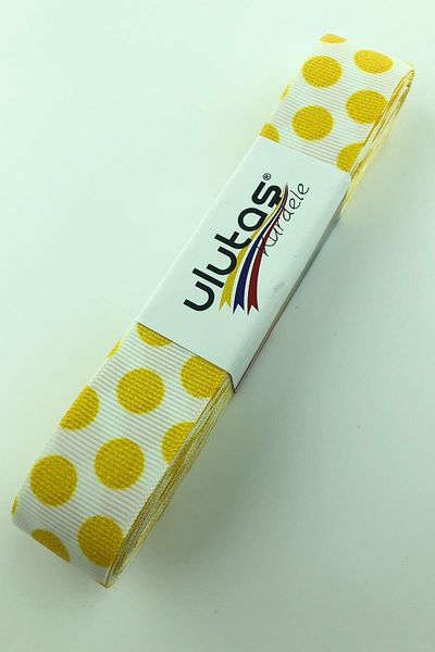 Hayalperest boncuk Yellow Large Polka Dot Grosgrain Ribbon 10 Mt