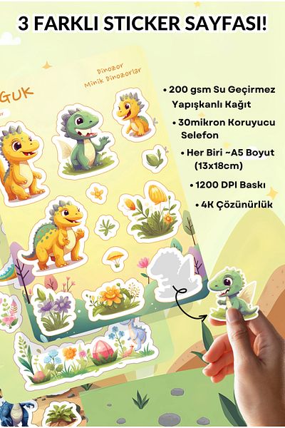 GUGUK Dinosaur Adventure Sticker Leaves Set