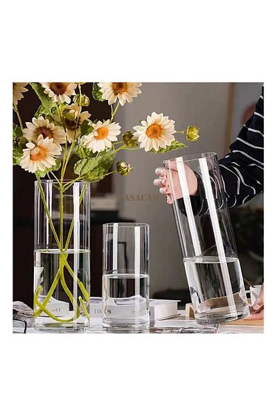 Paşabahçe 3-Piece Cylinder Glass Vase Set for Denizli Hand Fabrication - the Greatest Set