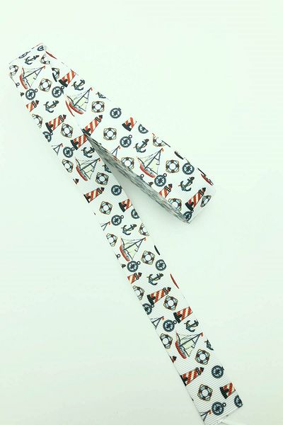 Hayalperest boncuk Panglică grosgrain imprimată cu tematică Sailor 10 Mt