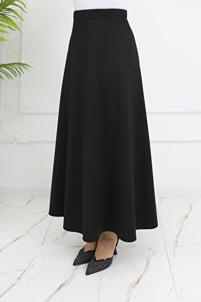 ALLMİRA FASHION Fusta evazată cu hijab negru Puff Scuba