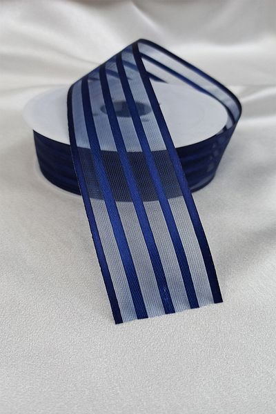 Hayalperest boncuk Saks Blue Striped Chiffon Ribbon