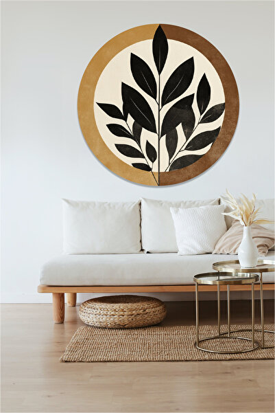 KOSS Dijital Autocolant rotund cu frunze minimaliste, autocolant în formă rot...