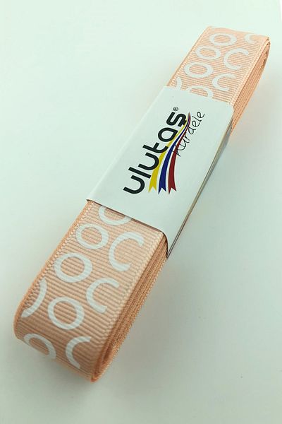 Hayalperest boncuk Yavruağzı Oval Print Satin Ribbon 2.5 Cm