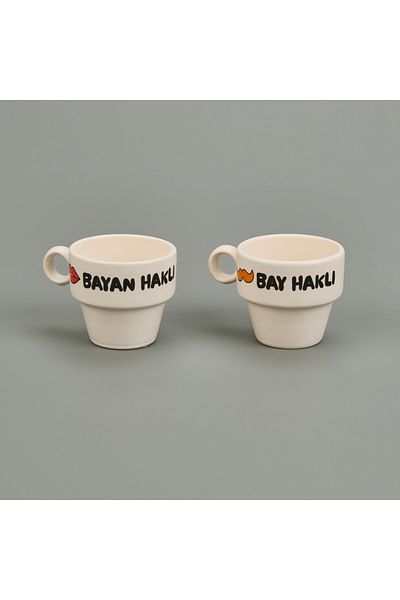 PALTO TASARIM 90ml Colorful Overcoat Design - 2-Pack Right and Rightful Espresso Cup
