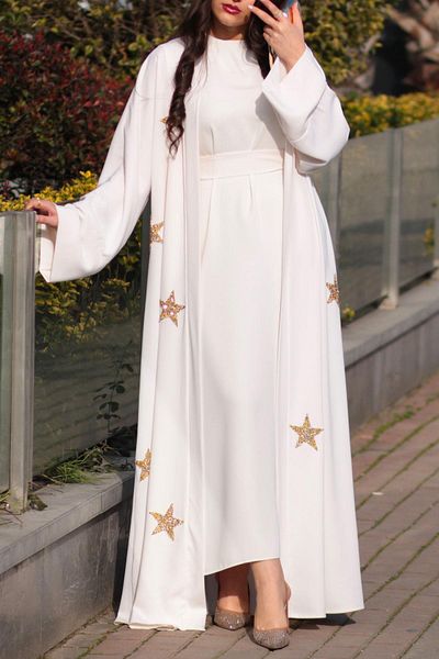 MELEK ARAZ Λεπτομερής Ecru Star Abaya