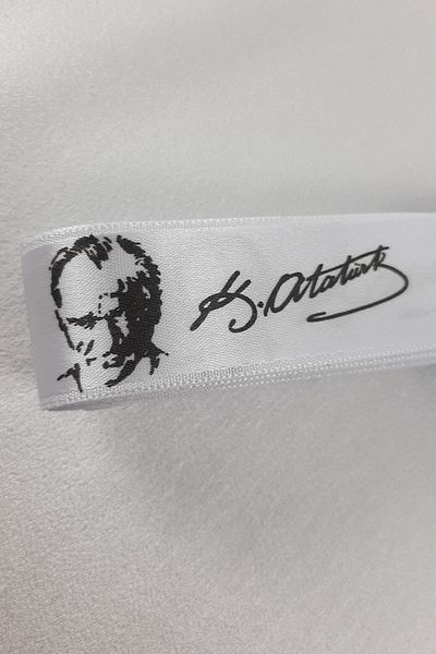 Ulutaş Panglică de satin imprimată K.ataturk albă