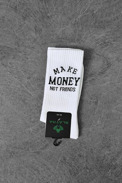 Slatra White Make Money Not Friends Socks