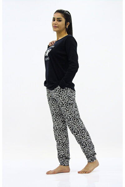 Sementa Leopard Combination Embroidery Detailed Pajama Set