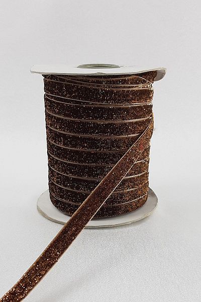 Hayalperest boncuk Καφέ Glitter Velvet Κορδέλα 1 εκ