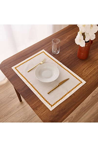 Evidea Αμερικανικό σερβίτσιο Soft Mustard 2 τεμαχίων - Λευκό - 35x50 cm