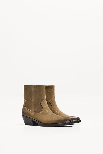 Bershka Cowboy ankle boots with metallic toe