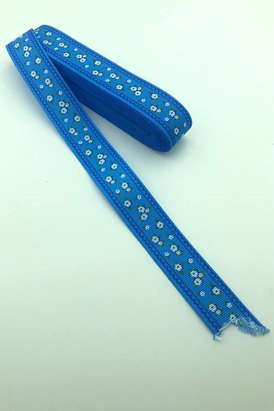 Hayalperest boncuk 10 Mt Grosgrain Ribbon - Μπλε, Μικρό Μοτίβο Λουλουδιών