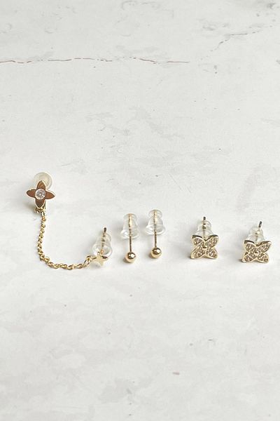 Modex Clover Figured Triple Earrings Set