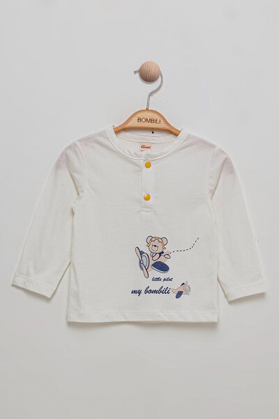 Bombili 3-Piece Baby Boy Set with Embroidered Muslin Shirt and Elastic Waist Pants